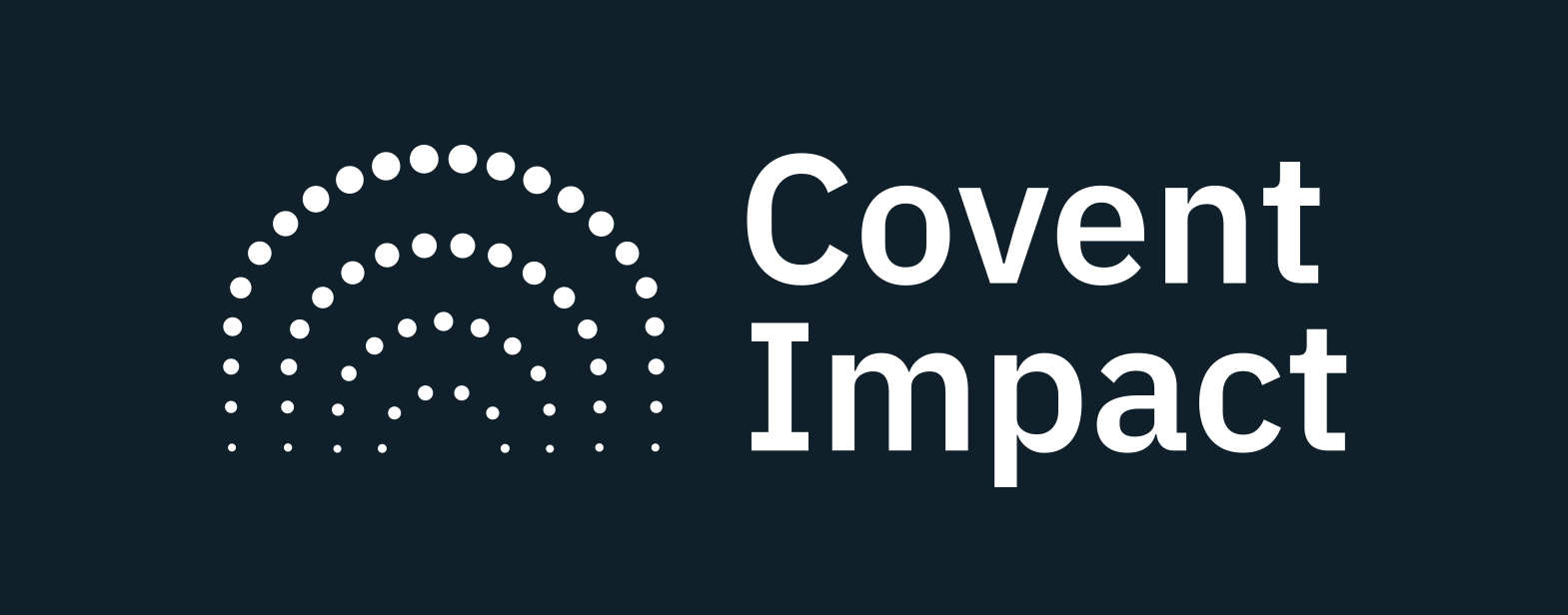 Covent full logo blue background